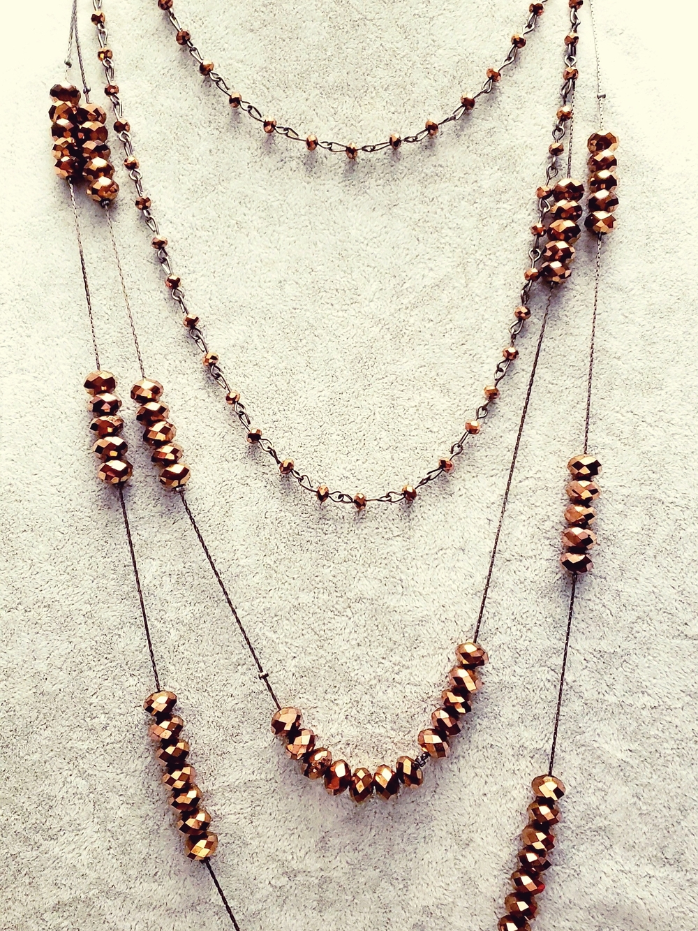 Multi-Strand Gold-chocolate Beaded Necklace - Women Jewelry